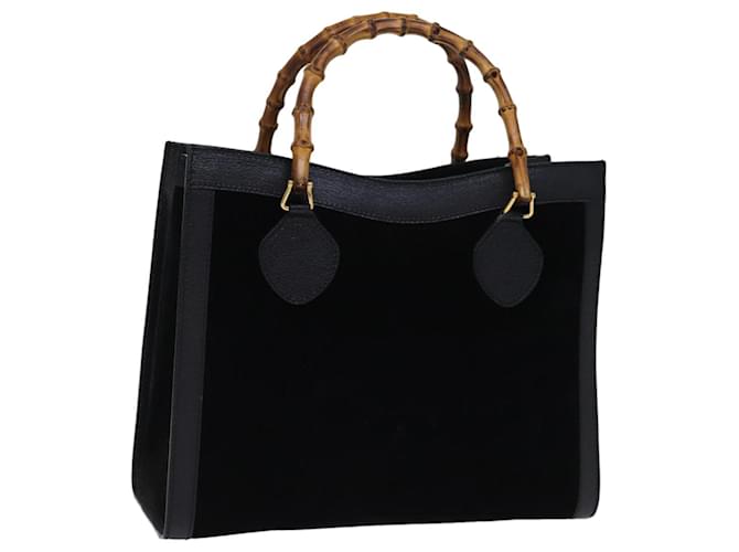 Bolsa de mão de bambu GUCCI camurça couro preto 002 123 0260 Auth am6224 Suécia  ref.1381740