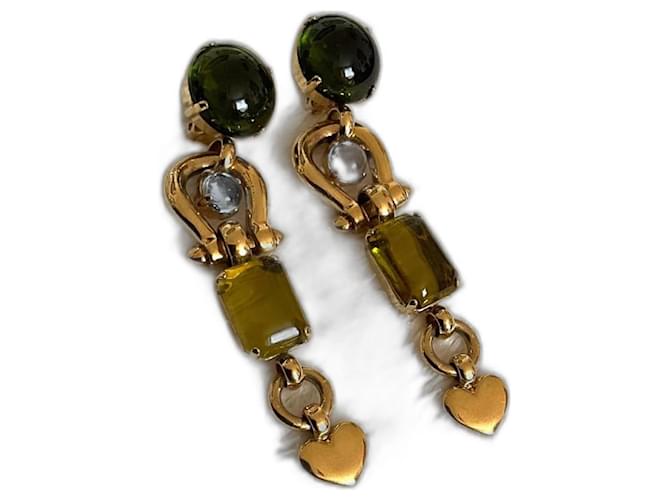 Autre Marque Boucles d'oreilles Métal Doré Kaki  ref.1381846