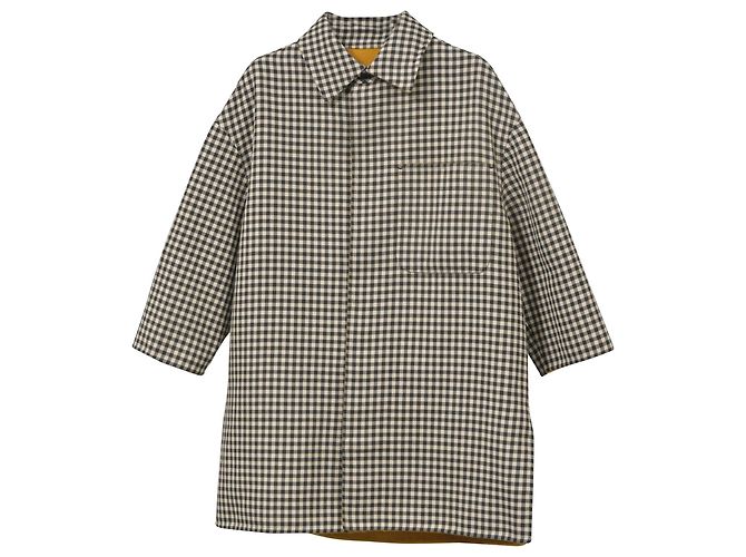 Fendi Check Coat in Brown Wool