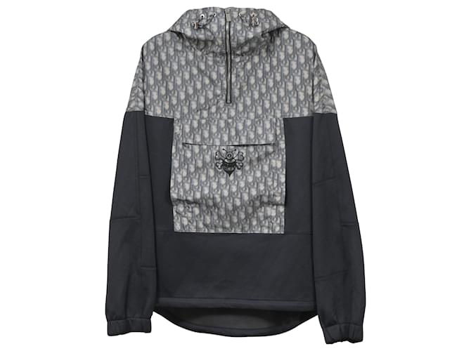 Dior x Shawn Stussy Blurred Oblique Anorak-Kapuzenpullover aus blauem Polyester  ref.1381854