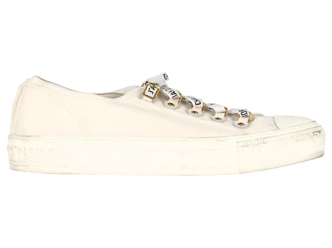 Christian Dior Walk’N’Dior Sneakers aus weißem Baumwoll-Canvas Leinwand  ref.1381870