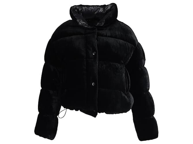 Piumino trapuntato Moncler in velluto nero  ref.1381875