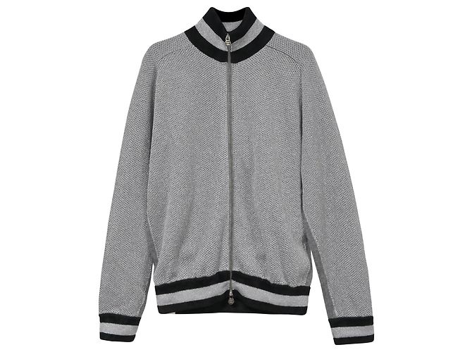 Timeless Chanel Zip-Up Jacket in Silver Viscose Silvery Metallic