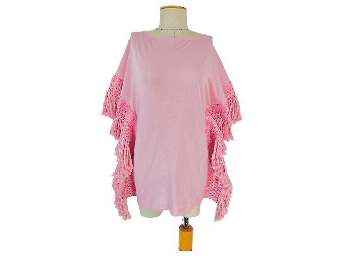 Autre Marque Poncho Mucho Gusto Rosa Algodón Lino