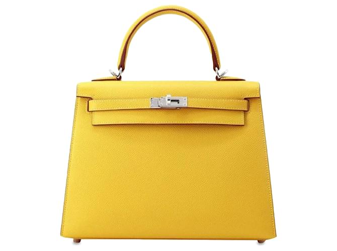 Hermès Amarelo Epsom Kelly Sellier 25 Couro Bezerro-como bezerro  ref.1381924