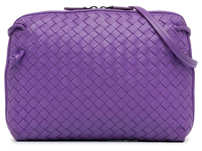 Bottega Veneta Roxo Intrecciato Nodini Crossbody Couro Bezerro-como bezerro  ref.1381938