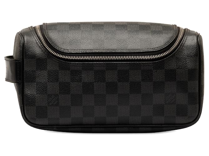 Louis Vuitton Black Damier Graphite Toiletry Pouch Cloth  ref.1381943