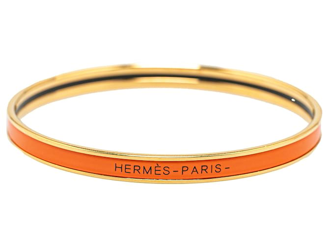 Hermès Orangefarbener, extra schmaler Uni-Emaille-Armreif 70  ref.1381946
