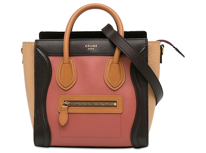 Luggage Céline Borsa per bagagli tricolore Nano rosa Celine Pelle Vitello simile a un vitello  ref.1382000