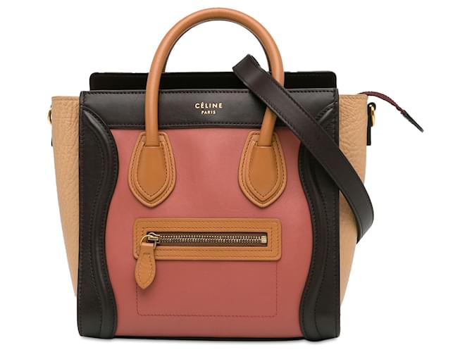 Céline Celine Pink Nano Tricolor Luggage Tote Leather Pony-style calfskin  ref.1382000