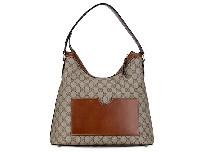 Gucci Brown GG Supreme Línea A Bolso de Hombro Castaño Beige Becerro Paño  ref.1382008