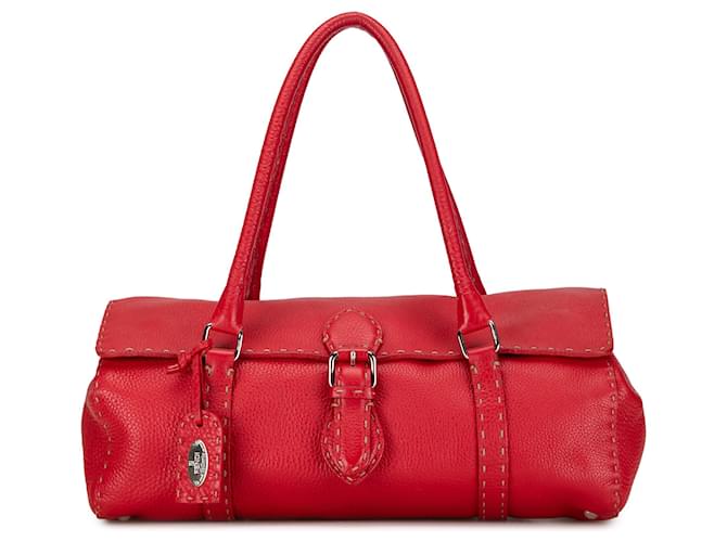 Fendi Red Selleria Leather Linda Shoulder Bag Pony-style calfskin  ref.1382018