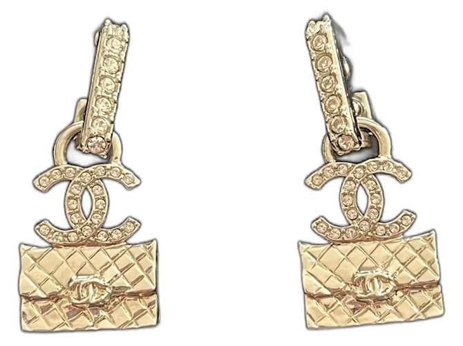 Chanel earrings bag Silvery Metal  ref.1382248