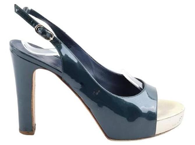 Chanel Leather Heels Green  ref.1382411