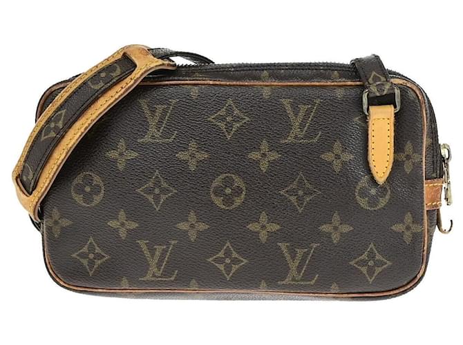 Louis Vuitton Pochette Marly Marrone Tela  ref.1382477