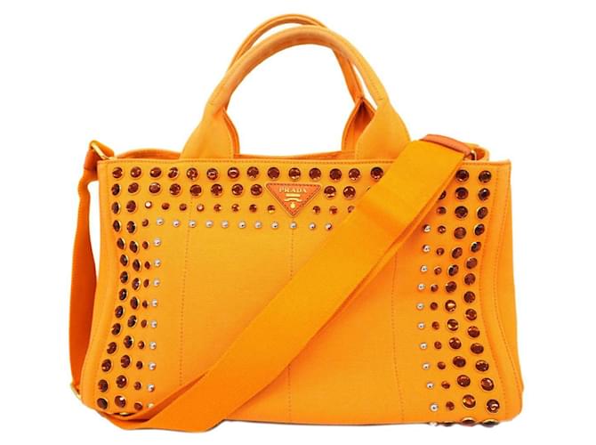 Prada Canapa Laranja Lona  ref.1382502