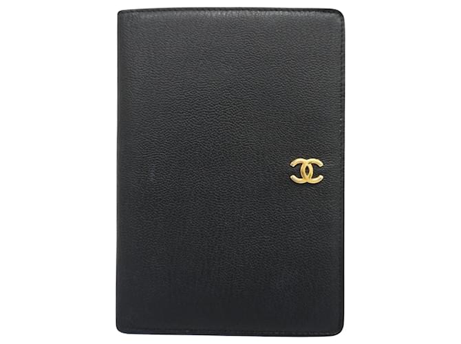 Timeless Logotipo de Chanel CC Negro Cuero  ref.1382535