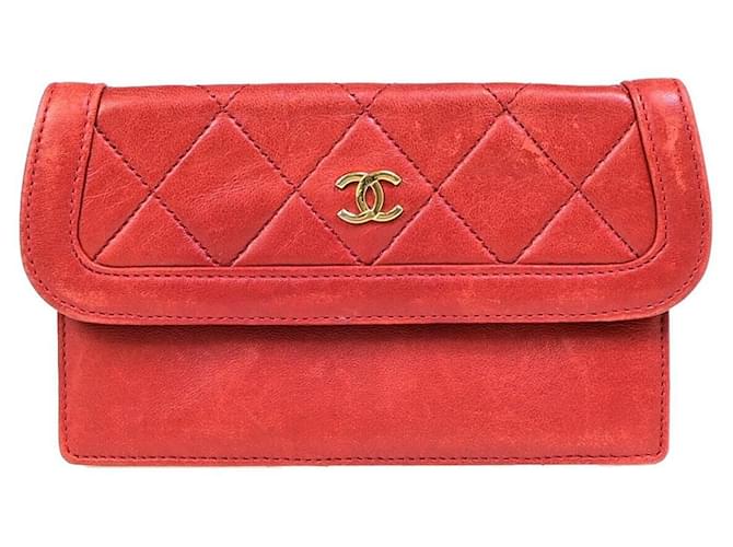 Timeless Chanel Matelassé Red Leather  ref.1382568