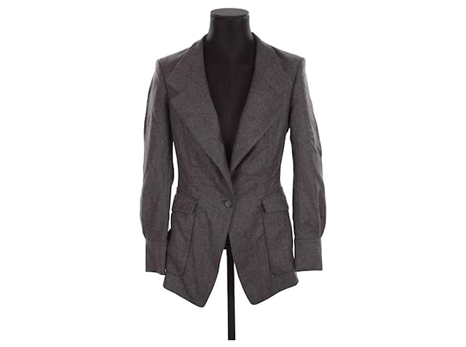 Saint Laurent Wollblazer Anthrazitgrau Wolle  ref.1382656