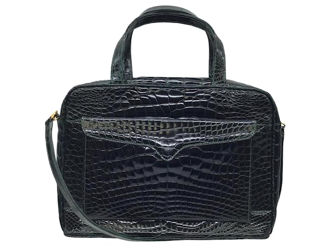 Autre Marque Lana Marks Dark Green Alligator Skin Leather Satchel Handbag Exotic leather  ref.1382757