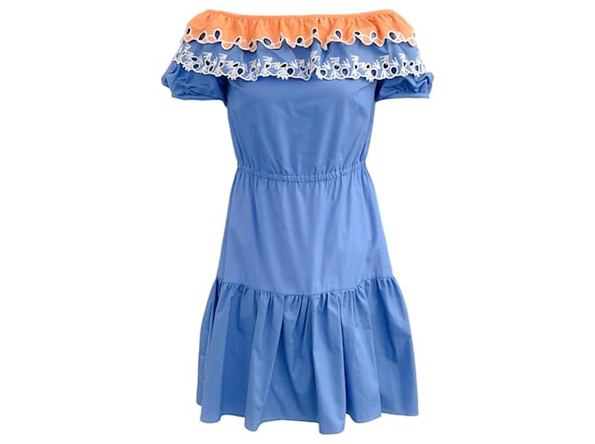 Peter Pilotto Blue Cotton Embroidered Pallas Dress  ref.1382763