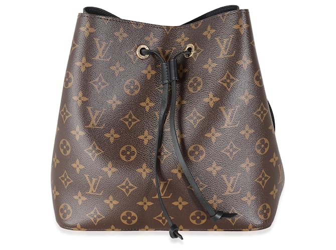 Louis Vuitton Lona Preta Monograma NeoNoe MM Marrom  ref.1382839