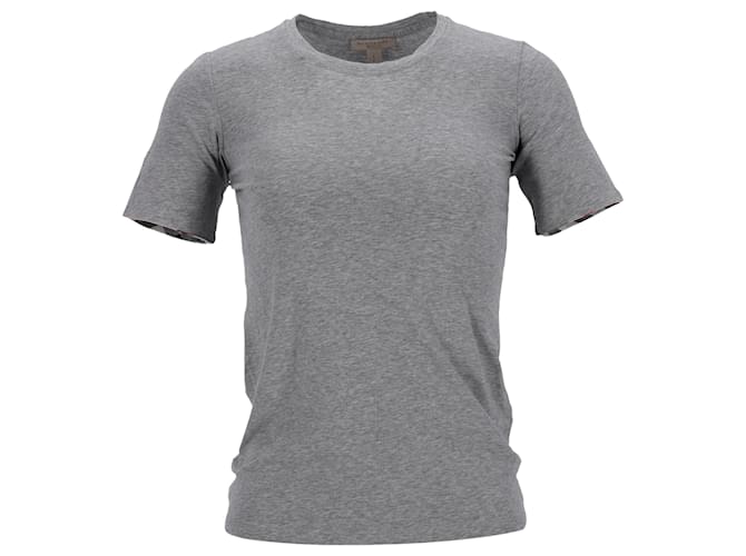Burberry T-Shirt mit Rundhalsausschnitt aus grauer Baumwolle  ref.1382876