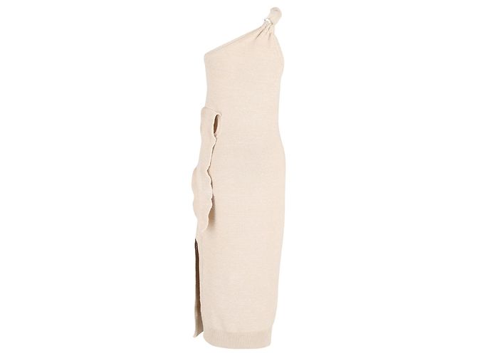 Jacquemus „La Robe Maille Noeud“ Midikleid aus beigem Polyamid