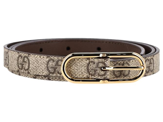 Ceinture fine à logo Gucci Jackie en toile beige  ref.1382888