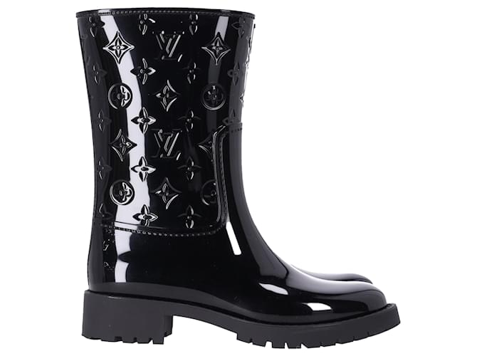 Louis Vuitton lance une demi-botte plate en caoutchouc noir  ref.1382889