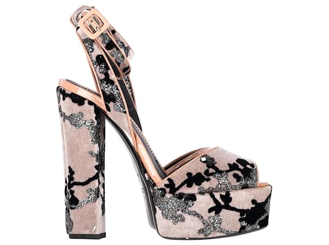 Giuseppe Zanotti Sandali Betty Platform in Velluto Nude Marrone Carne  ref.1382901