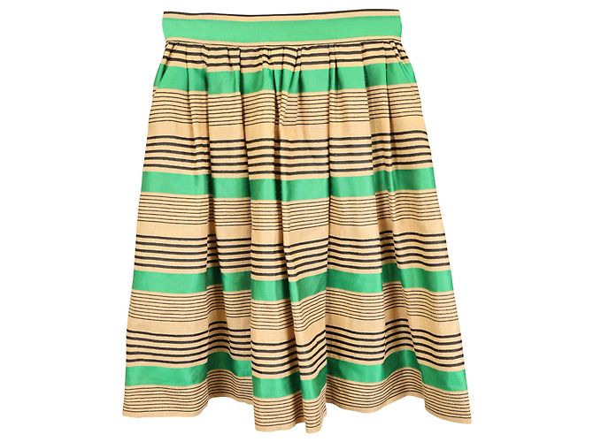 Minigonna a righe Dolce & Gabbana in cotone verde e marrone chiaro Verde oliva