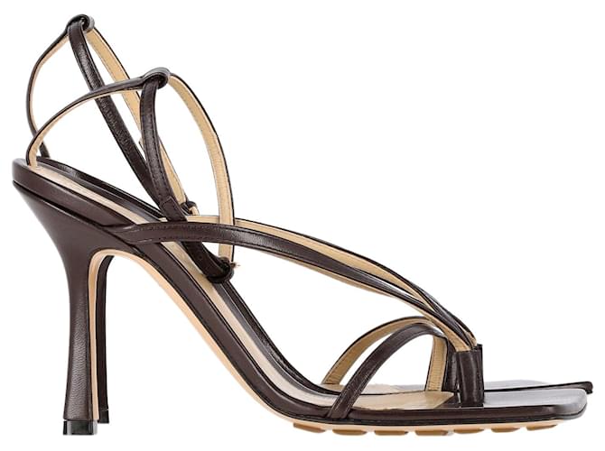 Bottega Veneta Stretch Square-Toe Strappy Sandals in Brown Leather  ref.1382905