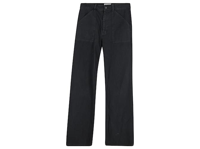 Nili Lotan „Quentin“ Jeans mit weitem Bein aus schwarzer Baumwolle  ref.1382912