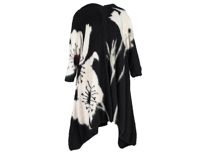 Valentino Garavani Floral Hooded Long Coat in Black Cashmere and Mohair Wool  ref.1382917
