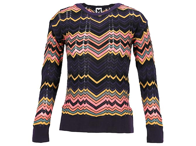 M Missoni Zig Zag Long Sleeve Top in Multicolor Cotton  ref.1382924