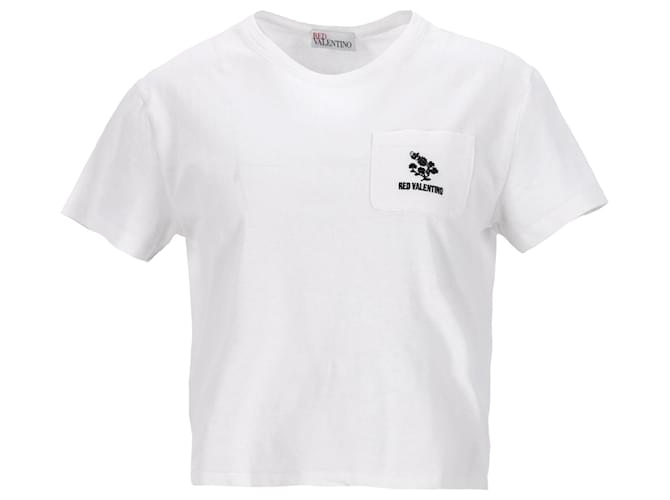 T-shirt cropped di Red Valentino in cotone bianco  ref.1382927