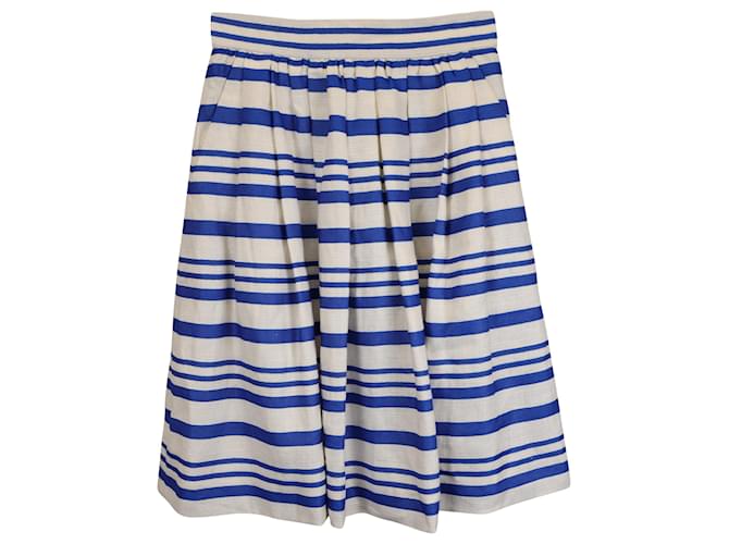 Dolce & Gabbana Striped Mini Skirt in White & Blue Cotton Light blue  ref.1382933