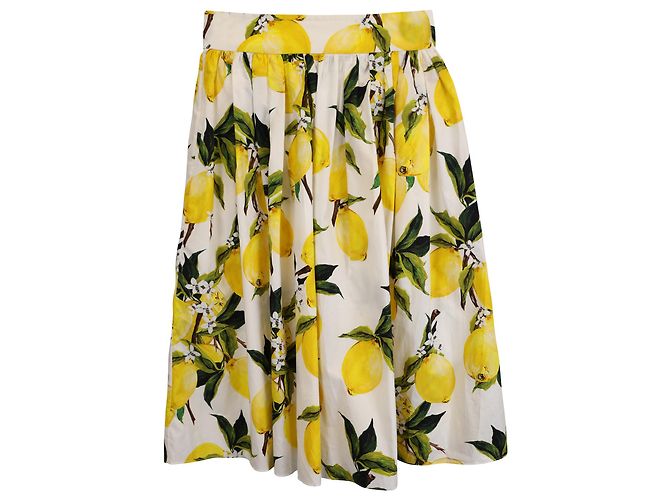 Dolce & Gabbana Falda Limón en Algodón Amarillo