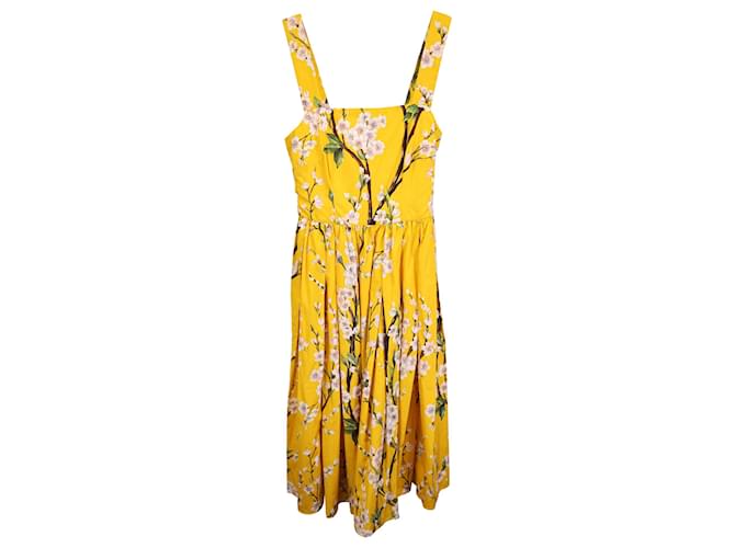 Dolce & Gabbana Vestido veraniego Almond Blossom en algodón amarillo  ref.1382937