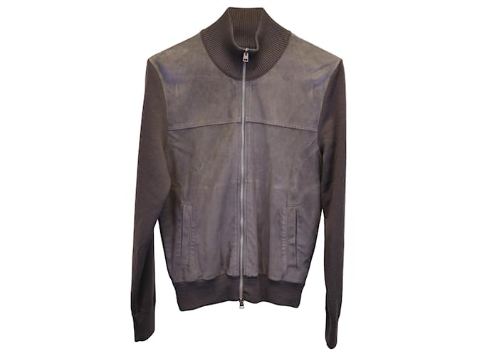 Tom Ford Zipped Jacket in Gray Suede-panel and Cotton Brown  ref.1382951