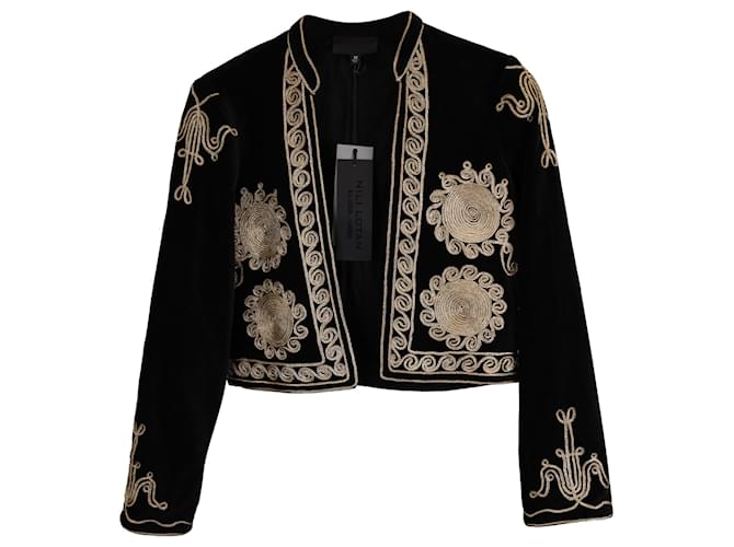 Nili Lotan Rohan Embroidered Jacket in Black Velvet   ref.1382954