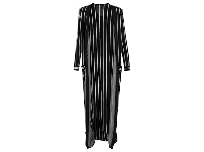 Balmain Striped Stretch-Knit Cardigan in Black Wool  ref.1382955