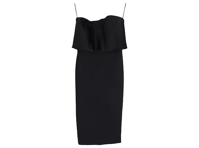 Victoria Beckham Strapless Midi Dress in Black Polyester  ref.1382958