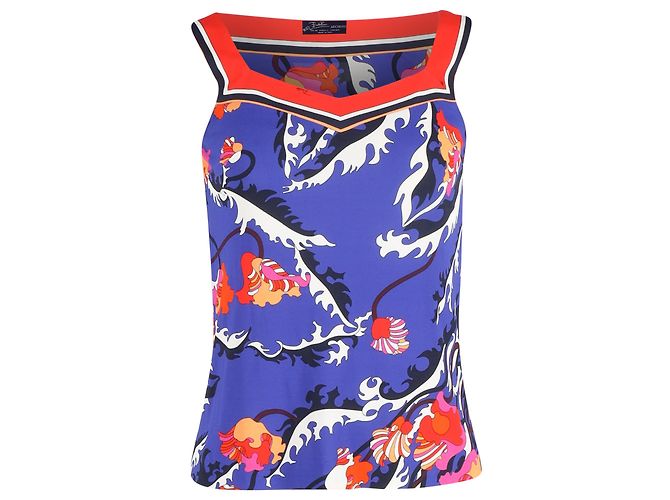 Emilio Pucci Printed Sleeveless Blouse in Blue Viscose