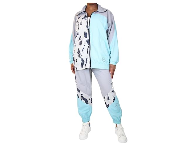 Autre Marque Grey and turquoise colourblock tracksuit set - size M Polyamide  ref.1383007