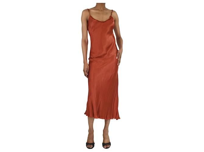 Autre Marque Rust brown satin midi slip dress - size UK 4 Rayon  ref.1383068