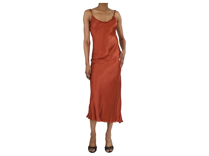 Autre Marque Vestido lencero midi de satén marrón óxido - talla UK 4 Castaño Rayo  ref.1383068