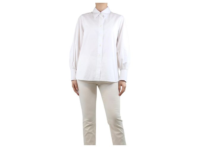 Alberto Biani Camicia bianca in cotone button down - taglia UK 12 Bianco