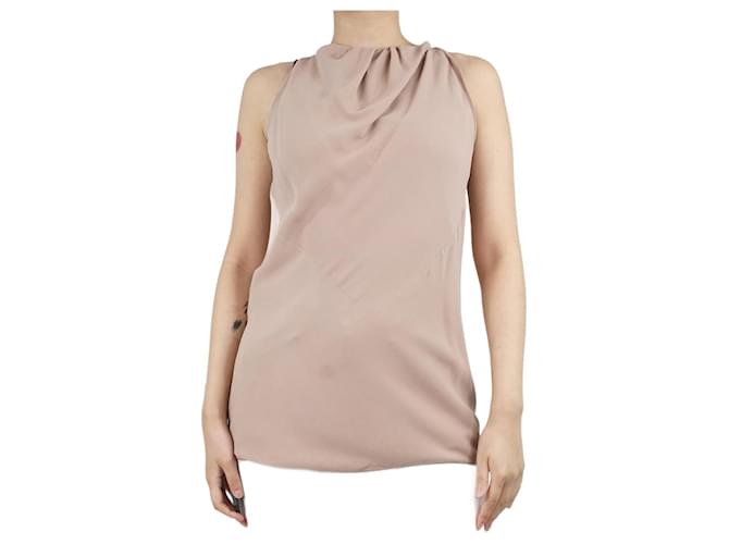 Brunello Cucinelli Pink high-neck sleeveless silk top - size S  ref.1383078